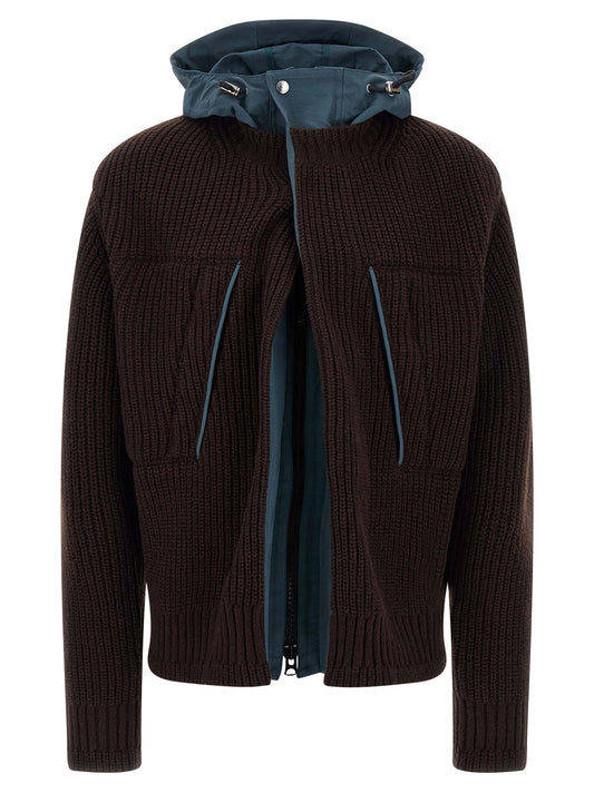 Nylon insert cardigan Sweater, cardigans