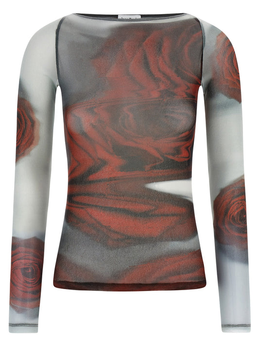 'The Red Blurry Roses' top Tops