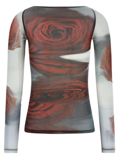 'The Red Blurry Roses' top Tops