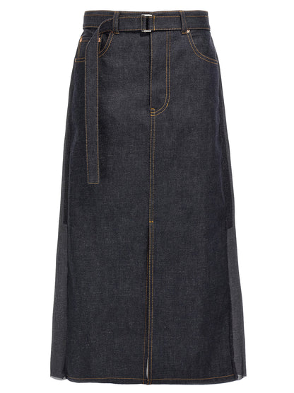 Pleated denim skirt Skirts