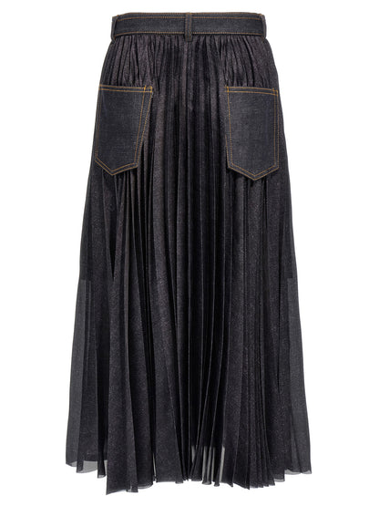 Pleated denim skirt Skirts