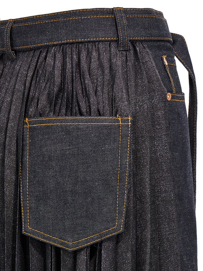Pleated denim skirt Skirts