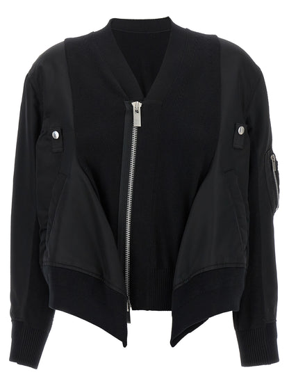 Nylon insert cardigan Sweater, cardigans