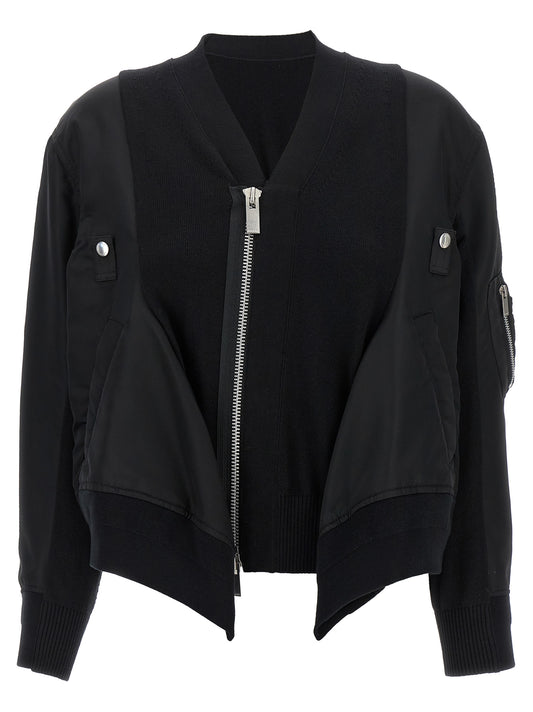 Nylon insert cardigan Sweater, cardigans