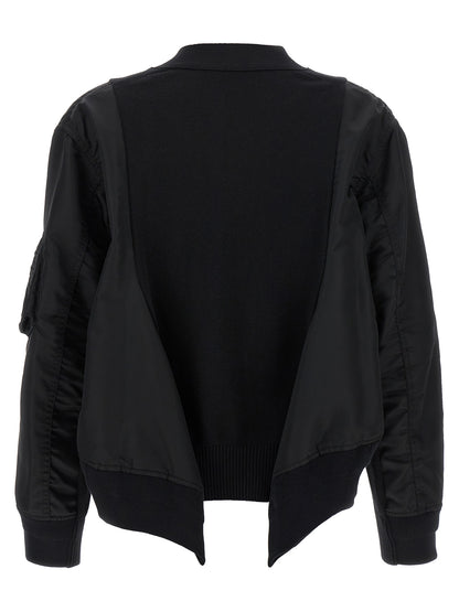Nylon insert cardigan Sweater, cardigans