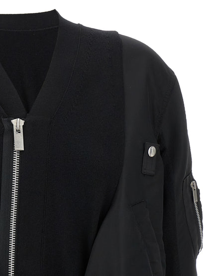 Nylon insert cardigan Sweater, cardigans