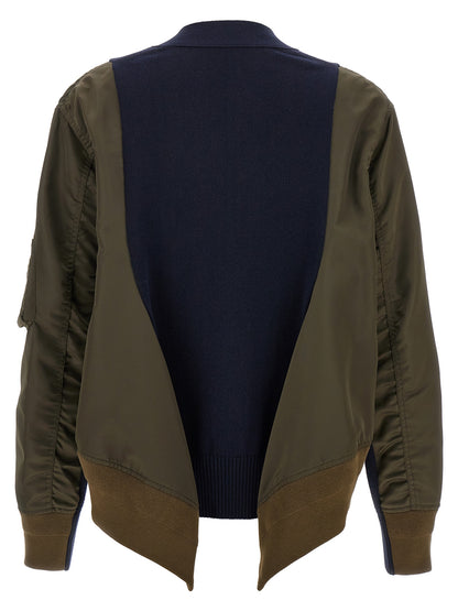 Nylon insert cardigan Sweater, cardigans