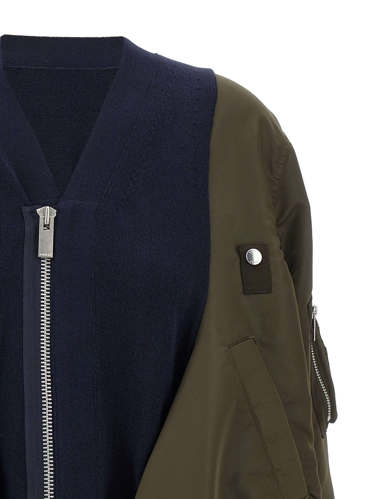 Nylon insert cardigan Sweater, cardigans