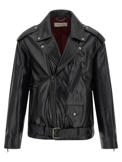 Leather biker jacket Down jacket, Parka, Casual jackets