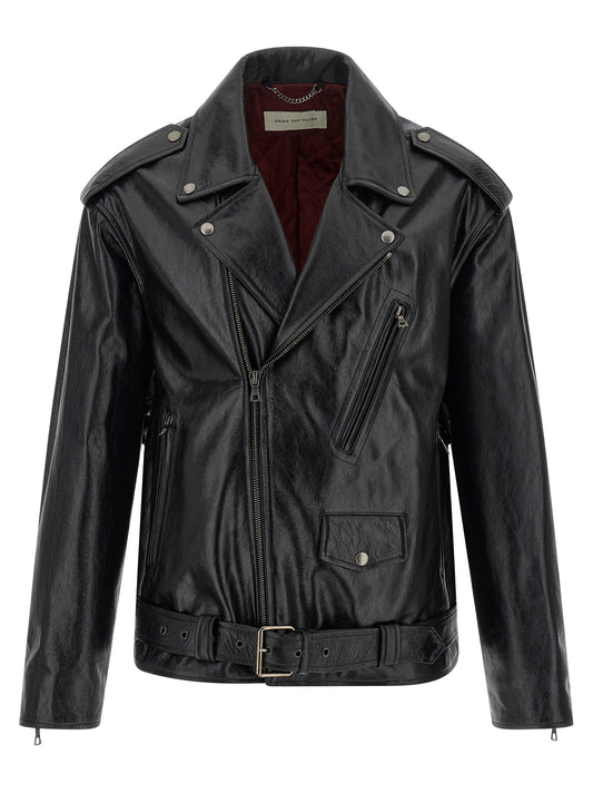 Leather biker jacket Down jacket, Parka, Casual jackets
