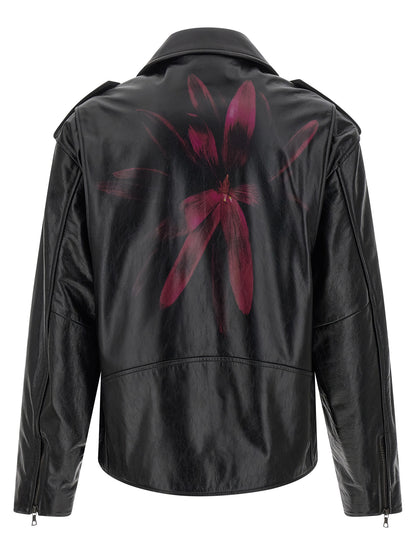 Leather biker jacket Down jacket, Parka, Casual jackets