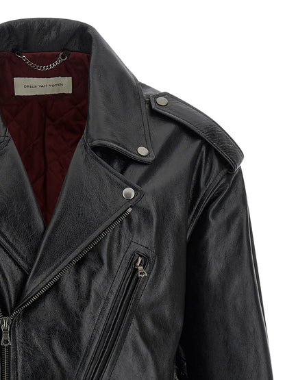 Leather biker jacket Down jacket, Parka, Casual jackets