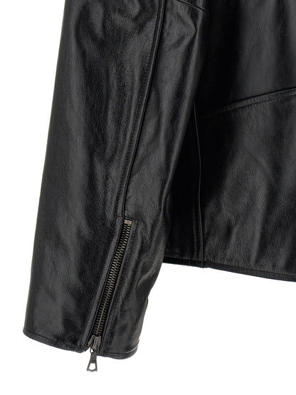Leather biker jacket Down jacket, Parka, Casual jackets
