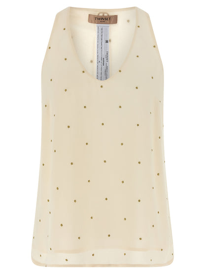 Lurex embroidery tank top Tops