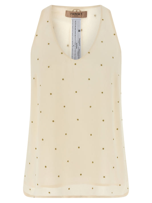 Lurex embroidery tank top Tops