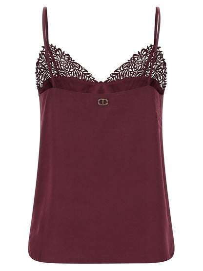 Satin lace top Tops
