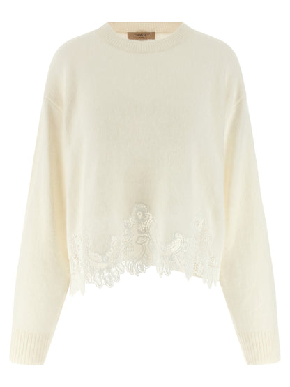 Lace insert sweater Sweater, cardigans