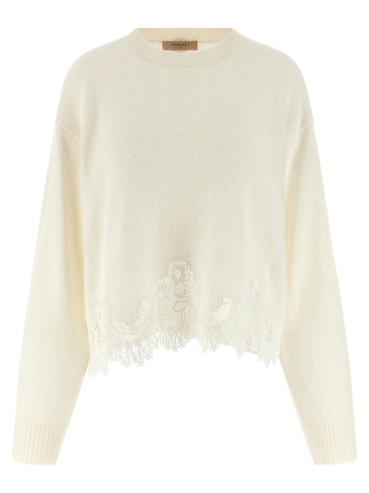 Lace insert sweater Sweater, cardigans