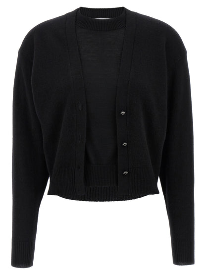 Trompe l'oeil cardigan sweater Sweater, cardigans