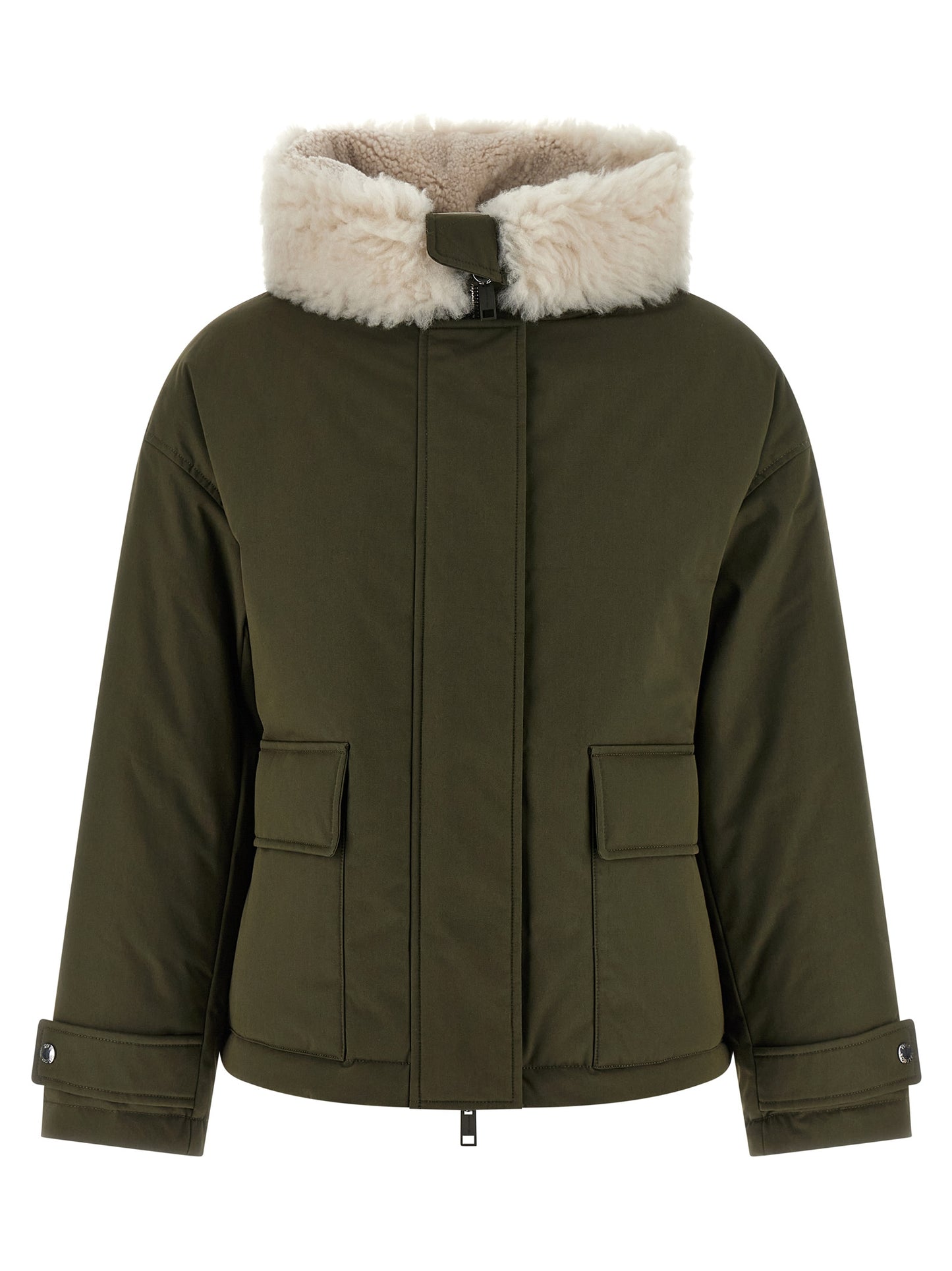 Merino Shearling hooded parka Down jacket, Parka, Casual jackets