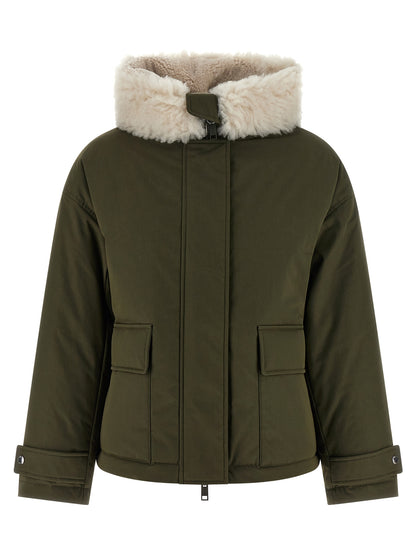 Merino Shearling hooded parka Down jacket, Parka, Casual jackets