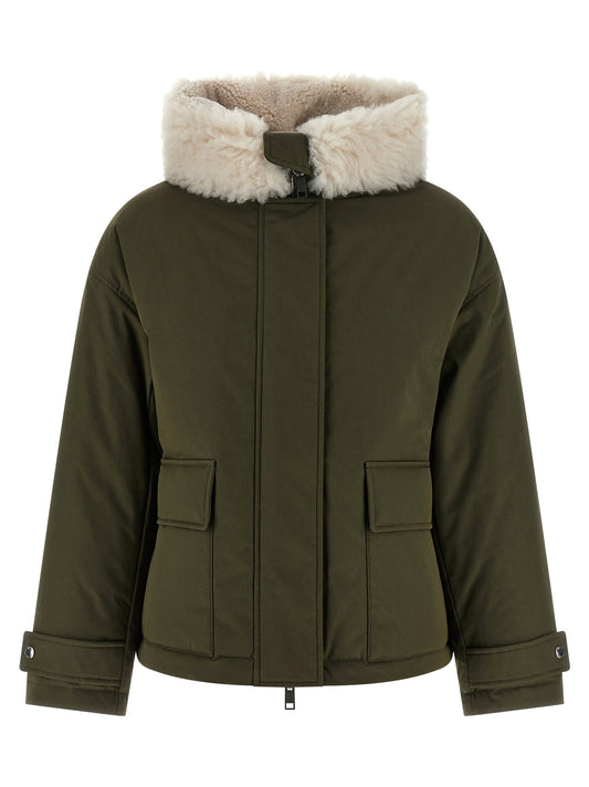 Merino Shearling hooded parka Down jacket, Parka, Casual jackets