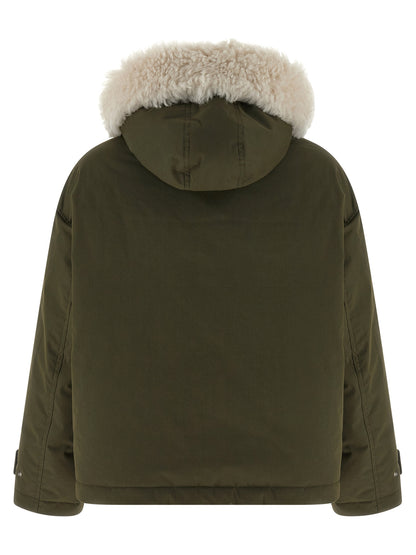 Merino Shearling hooded parka Down jacket, Parka, Casual jackets