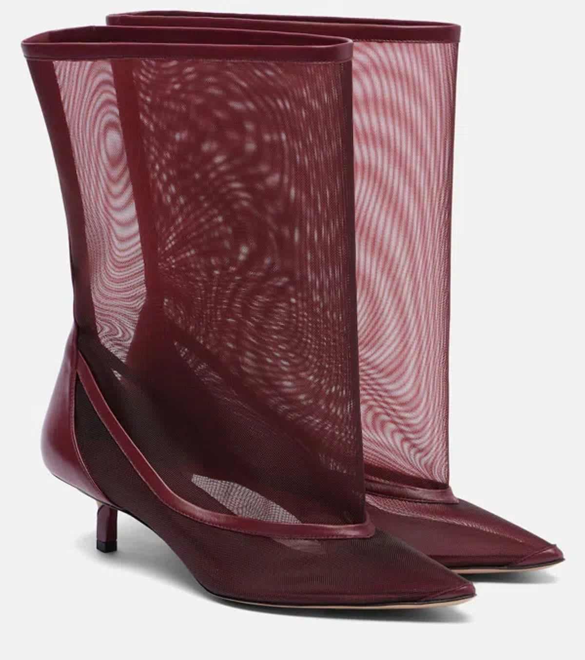 JACQUEMUS Les Bottes Tourni burgundy mesh boots
