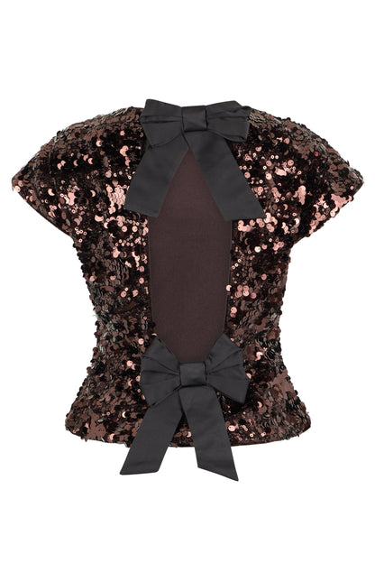 Short-sleeved top with sequins and bows RTW