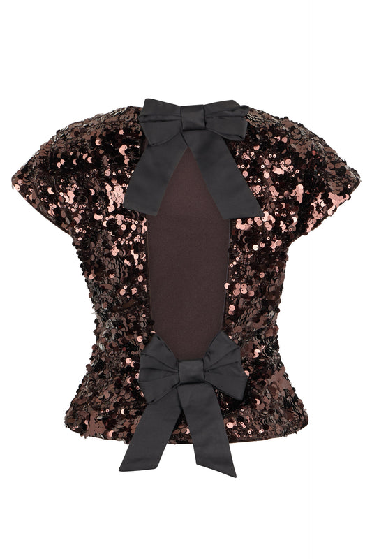 Short-sleeved top with sequins and bows RTW