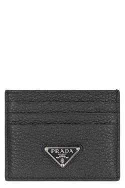 Prada Logo detail leather card holder