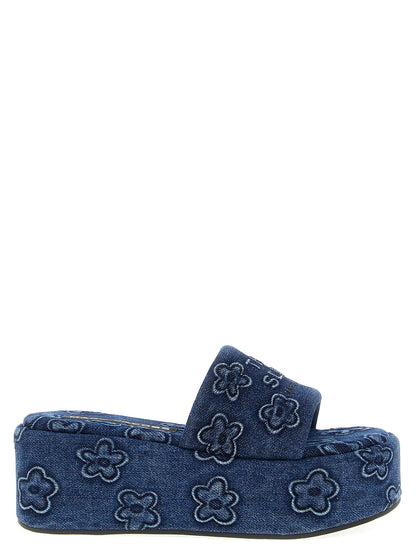 'The Puffy Daisy Denim Platform Sandal' slides Sandals