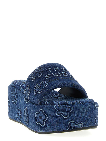 'The Puffy Daisy Denim Platform Sandal' slides Sandals
