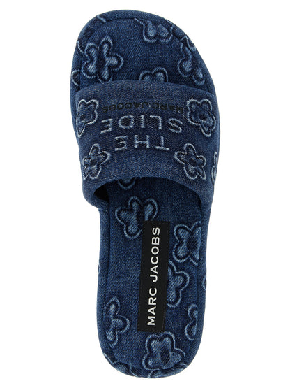 'The Puffy Daisy Denim Platform Sandal' slides Sandals