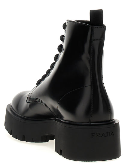Logo brushed leather ankle boots Boots, ankle boots