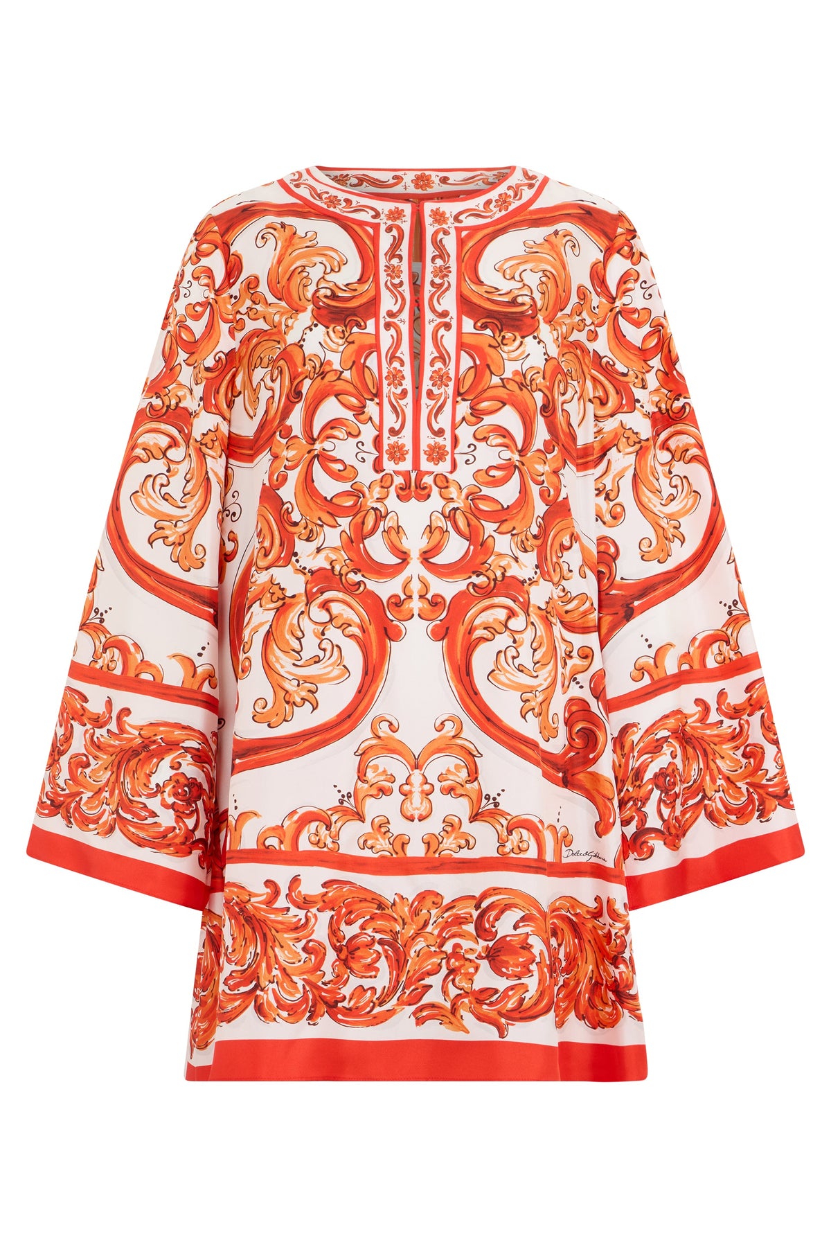 Dolce & Gabbana Twill caftan with majolica print