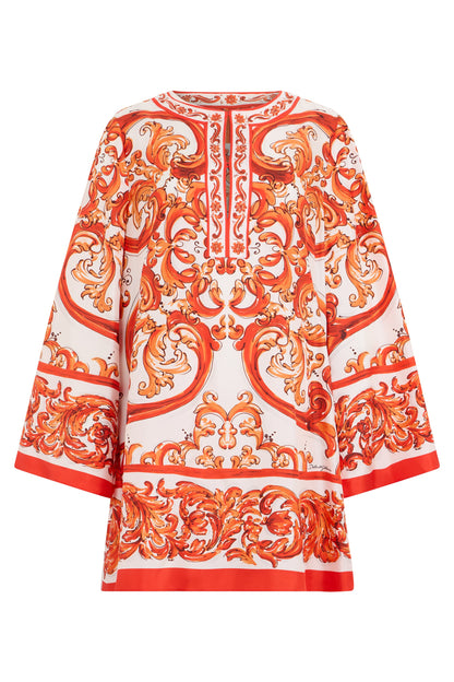 Dolce & Gabbana Twill caftan with majolica print