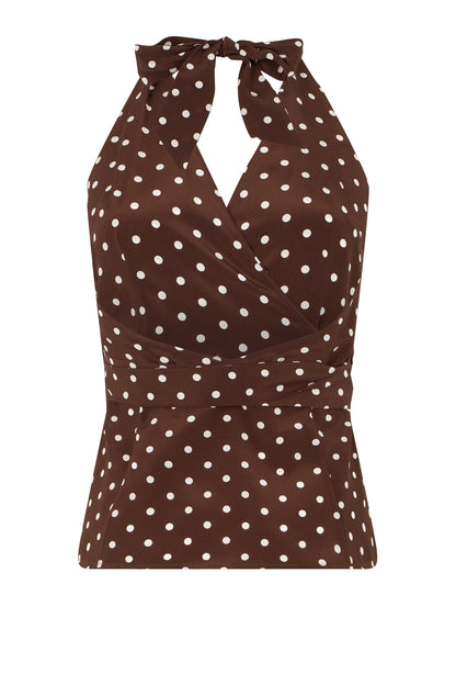 Sleeveless silk top with polka dots RTW