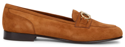 FERRAGAMO Moccasin decoration Gancini in suede leather