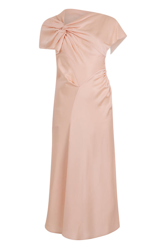 Dress with knot and asymmetric neckline RTW