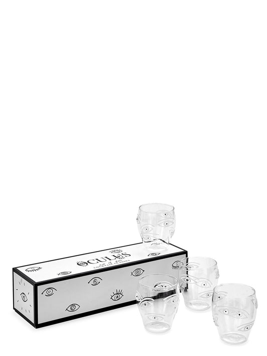 Set of 4 'Oculus' glasses Glasses and bottles