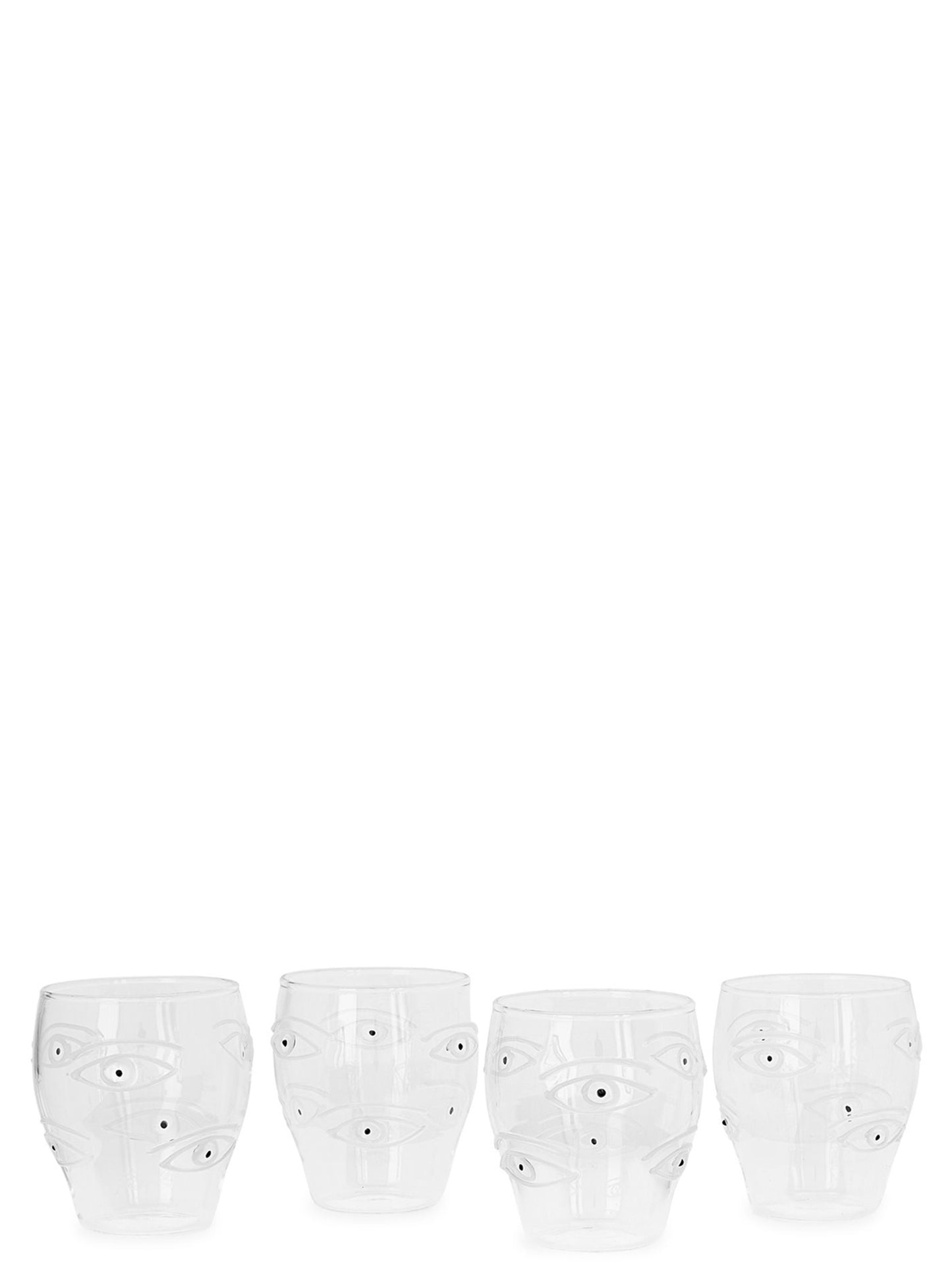 Set of 4 'Oculus' glasses Glasses and bottles