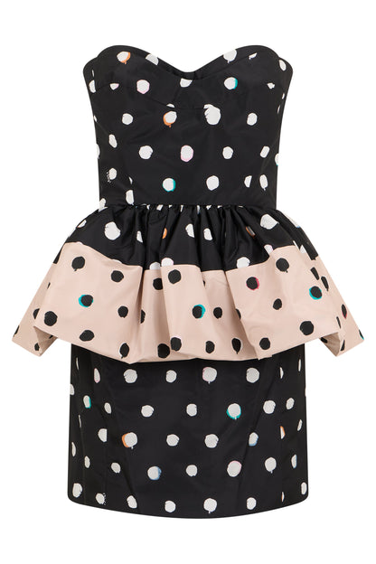 Mini dress in taffeta with polka dots RTW