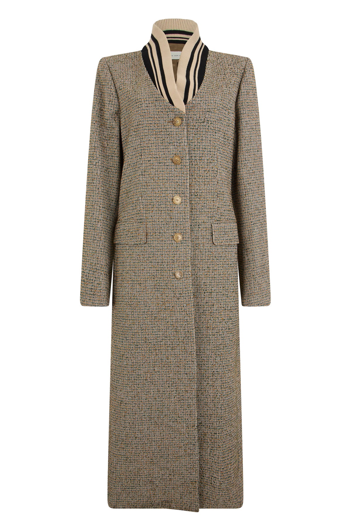 Single-breasted long coat with micro print RTW