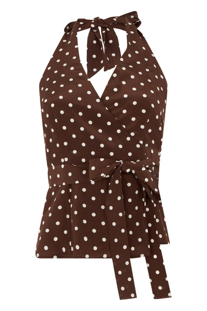 Sleeveless silk top with polka dots RTW
