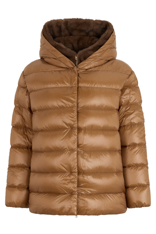 Padded jacket with hood with synthetic fur RTW
