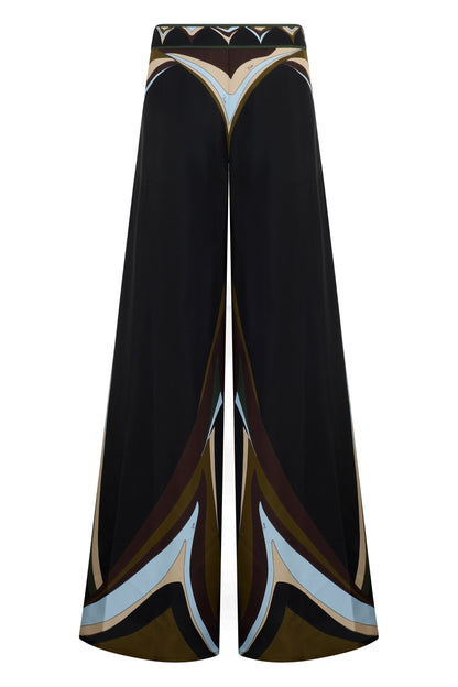 Palazzo pants in printed silk RTW