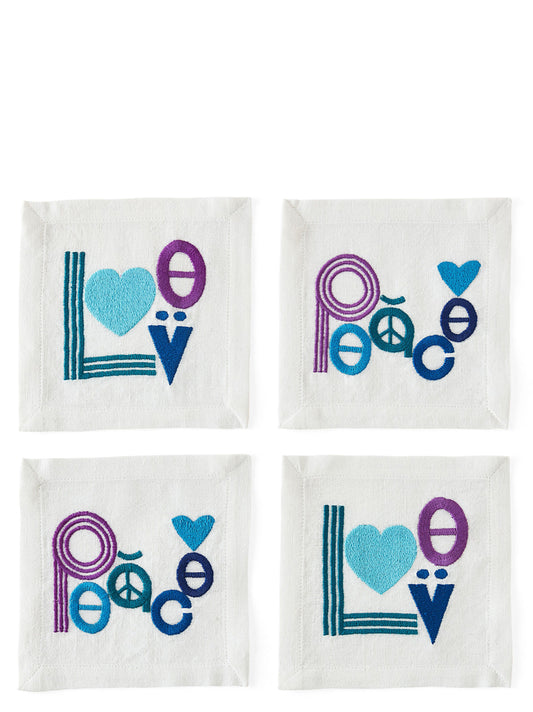 Set of 4 napkins 'Peace & Love' Kitchen linen