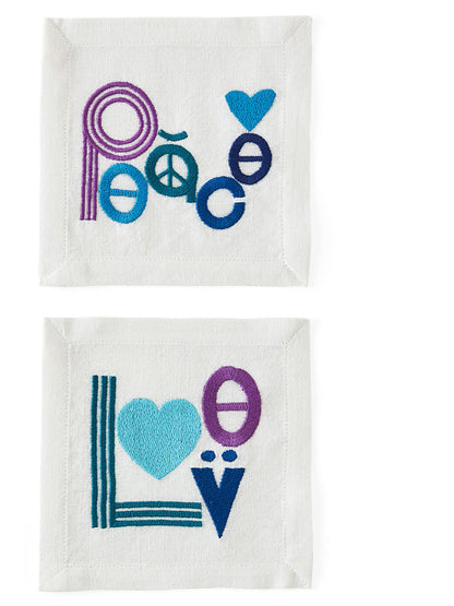 Set of 4 napkins 'Peace & Love' Kitchen linen