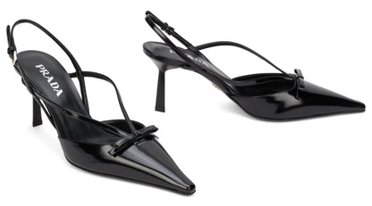 Décolleté slingback in brushed leather RTW